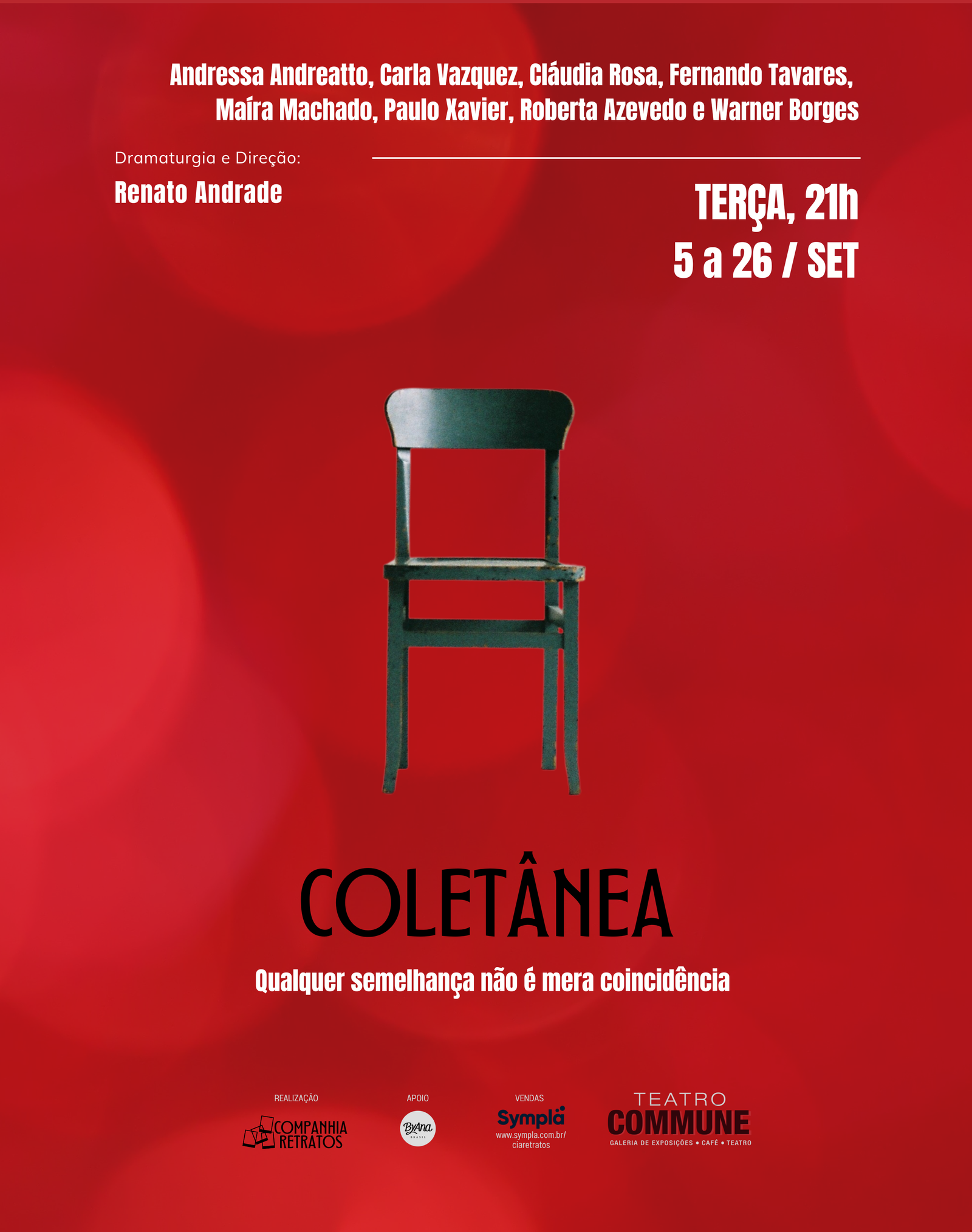 Cartaz da peça "Coletânea", no Teatro Commune. 