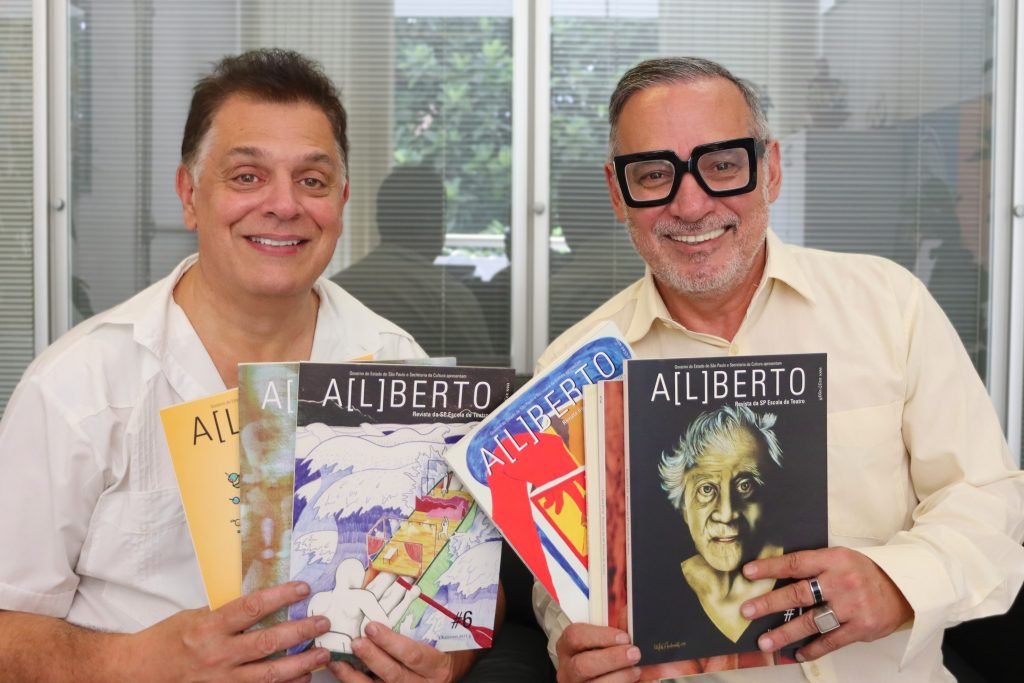 Rodolfo García Vázquez, autor na edição 9 da Revista A[L]BERTO e Ivam Cabral, diretor executivo da SP Escola de Teatro. 