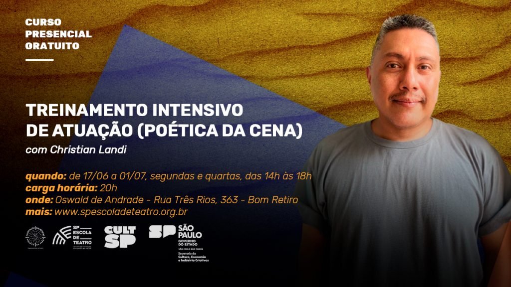 Oficina gratuita e presencial | TREINAMENTO INTENSIVO DE ATUAÇÃO (POÉTICA DA CENA)