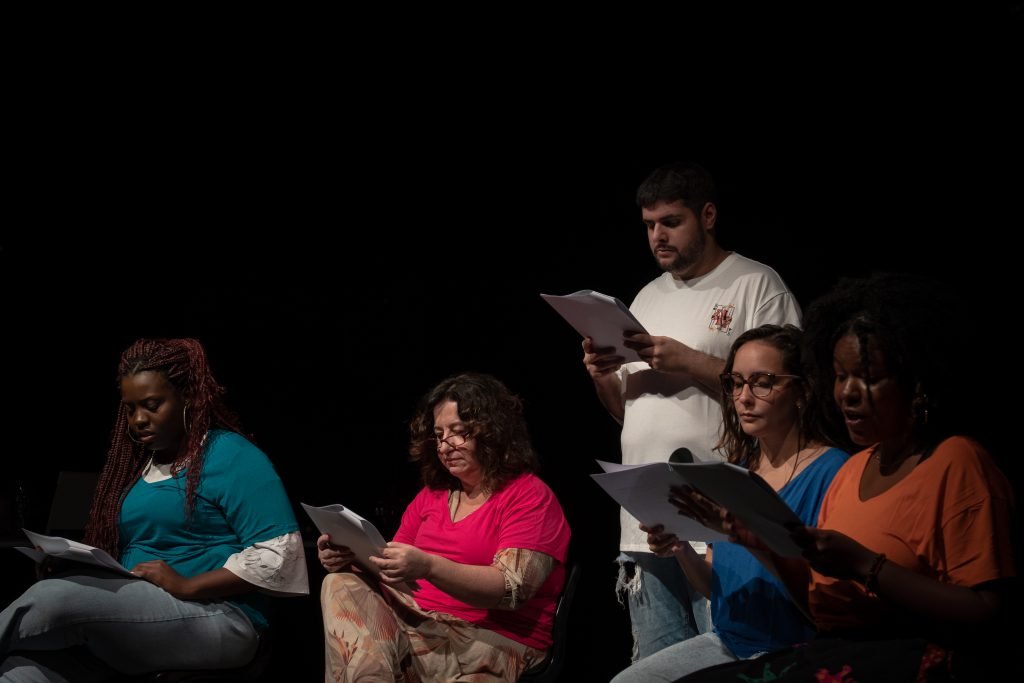 Primeiro dia do Cena Única 2024, com os estudantes da Dramaturgia da SP Escola deTeatro, na Unidade Roosevelt. (8/6/2024). | Rodrigo Reis