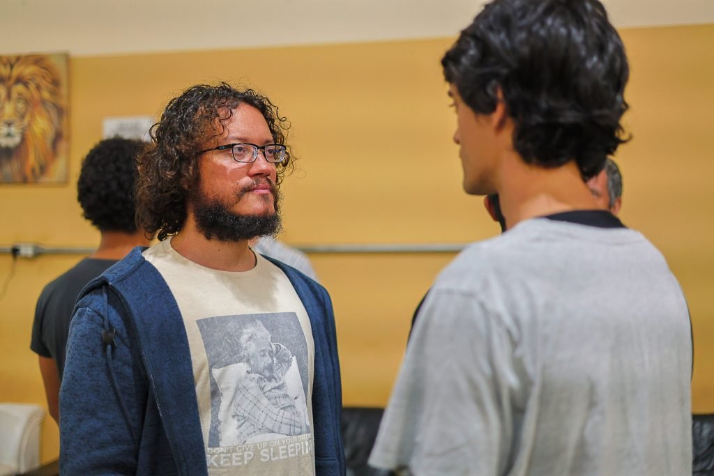 Oficina de Teatro no Centro de Acolhida Cidade Refúgio III a partir da contrapartida dos alunos bolsistas do Programa Oportunidades. (28/10/2024). | Foto: Clara Silva.