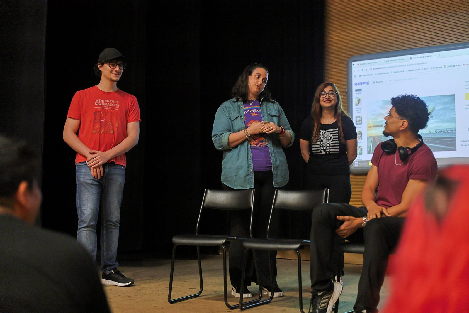 Oficina de Teatro na Faculdade Cultura Inglesa a partir da contrapartida dos alunos bolsistas do Programa Oportunidades.(22/10/2024). | Foto: Clara Silva.